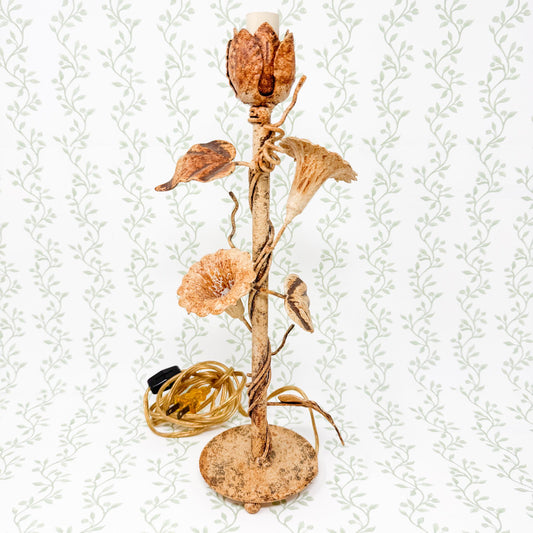 Vintage Italian Tole Floral Table Lamp