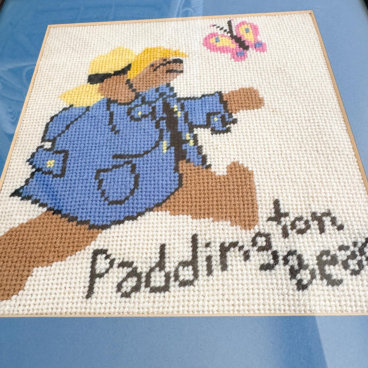 Vintage Pair of Framed Needlepoint Paddington Bears