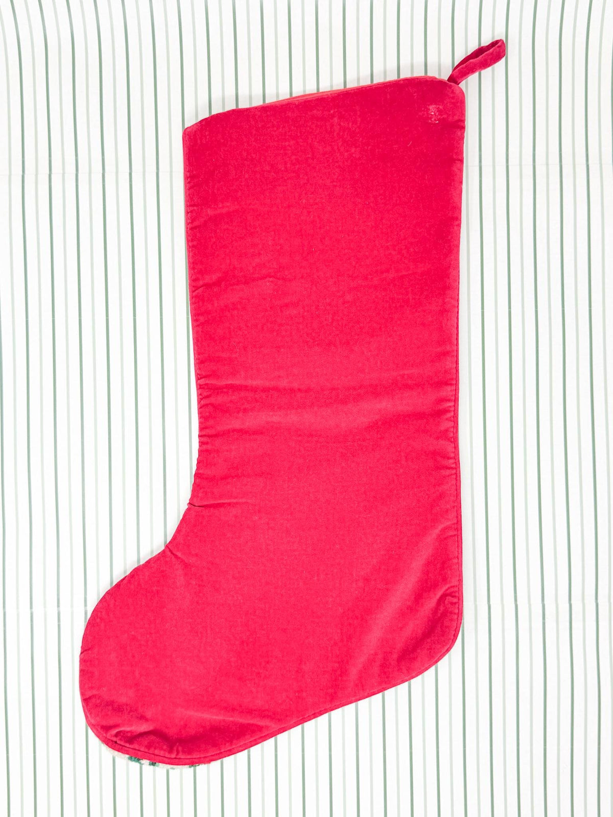 Vintage Needlepoint Christmas Stocking, Bow and Holly Trellis