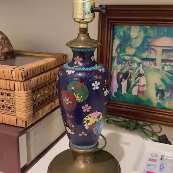 Vintage Blue Cloisonne Table Lamp