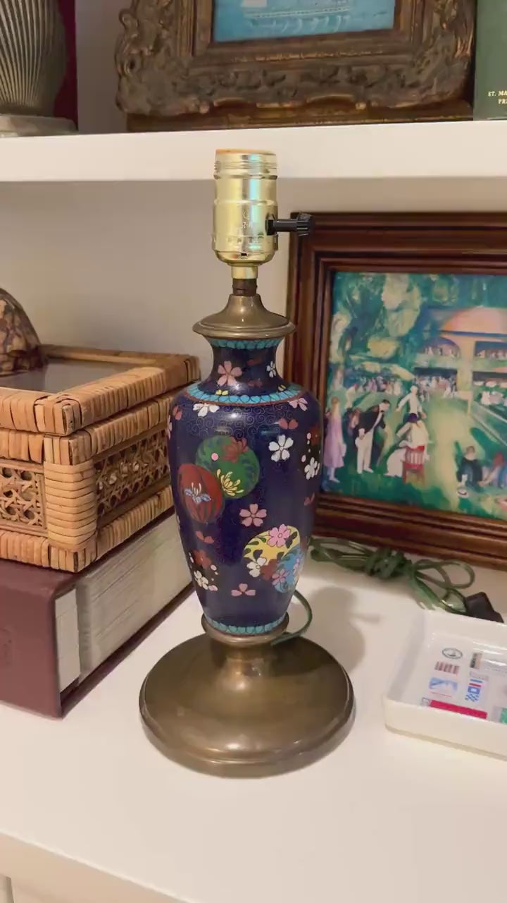 Vintage Blue Cloisonne Table Lamp