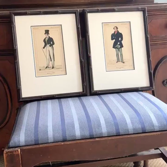 Framed Antique French Fashion Lithograph, Modes D'Hommes, 1820