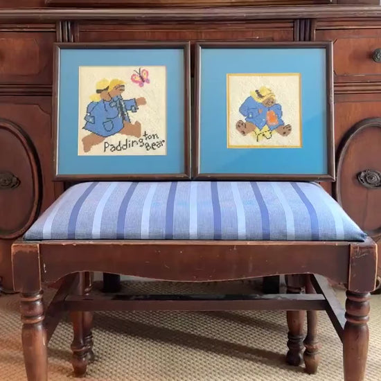 Vintage Pair of Framed Needlepoint Paddington Bears