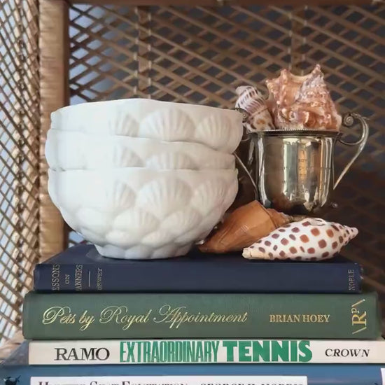 Set of 3 White Seashell Tidbit Bowls