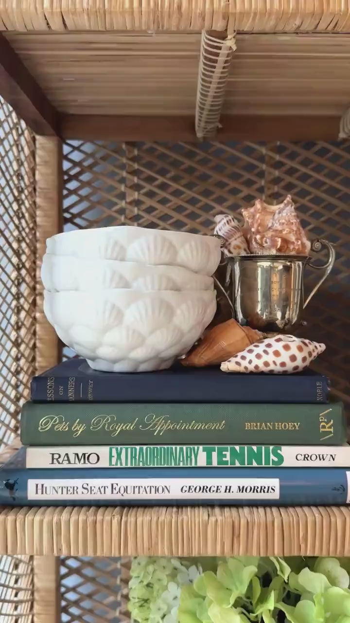 Set of 3 White Seashell Tidbit Bowls