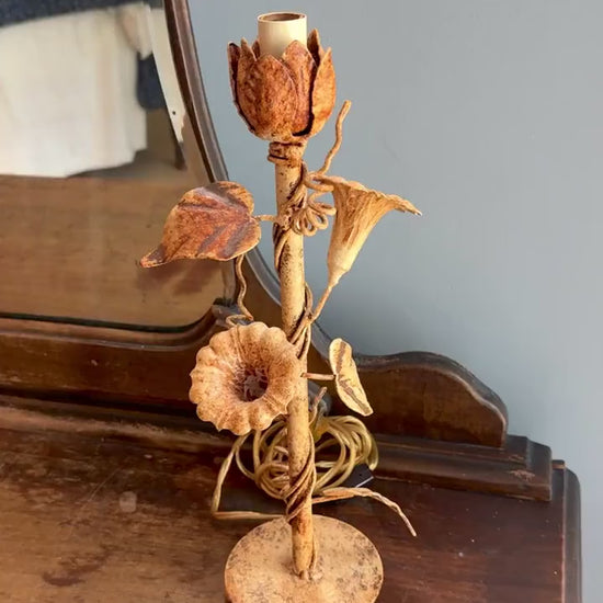 Vintage Italian Tole Floral Table Lamp