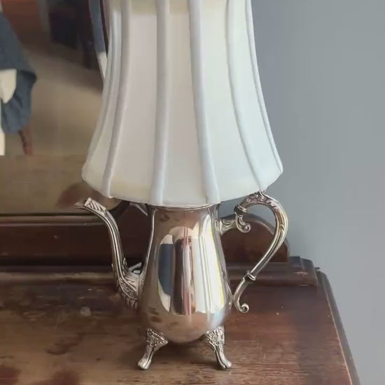 Vintage Silverplate Teapot Table Lamp