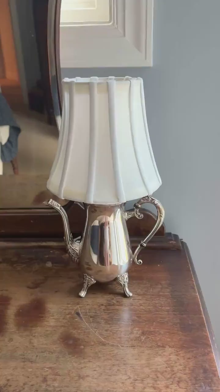 Vintage Silverplate Teapot Table Lamp