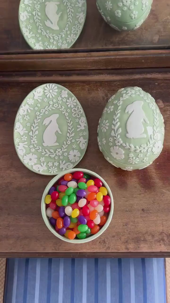 Green Easter Bunny Egg Shape Plate