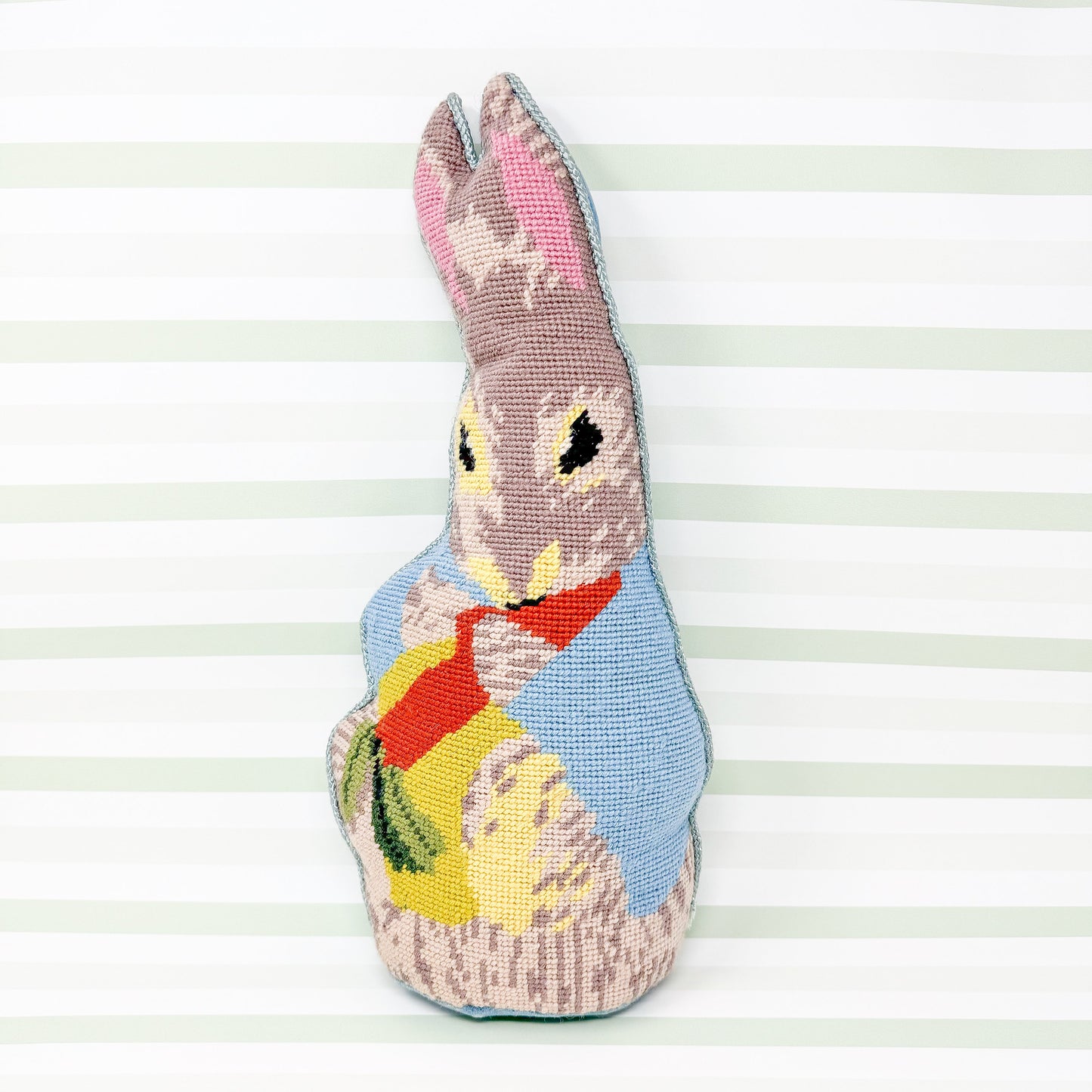 Vintage Peter Rabbit Needlepoint Pillow