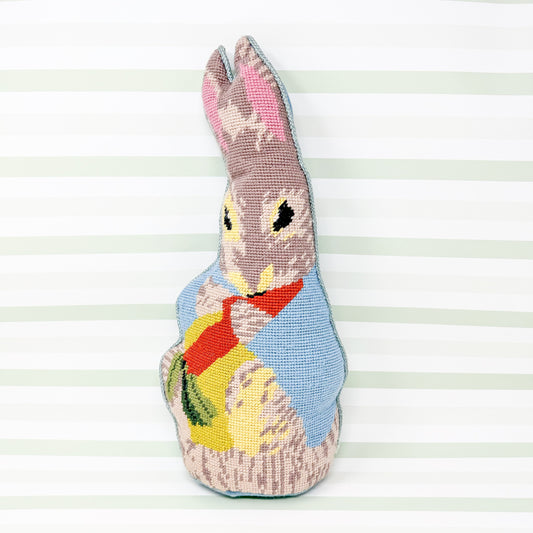 Vintage Peter Rabbit Needlepoint Pillow
