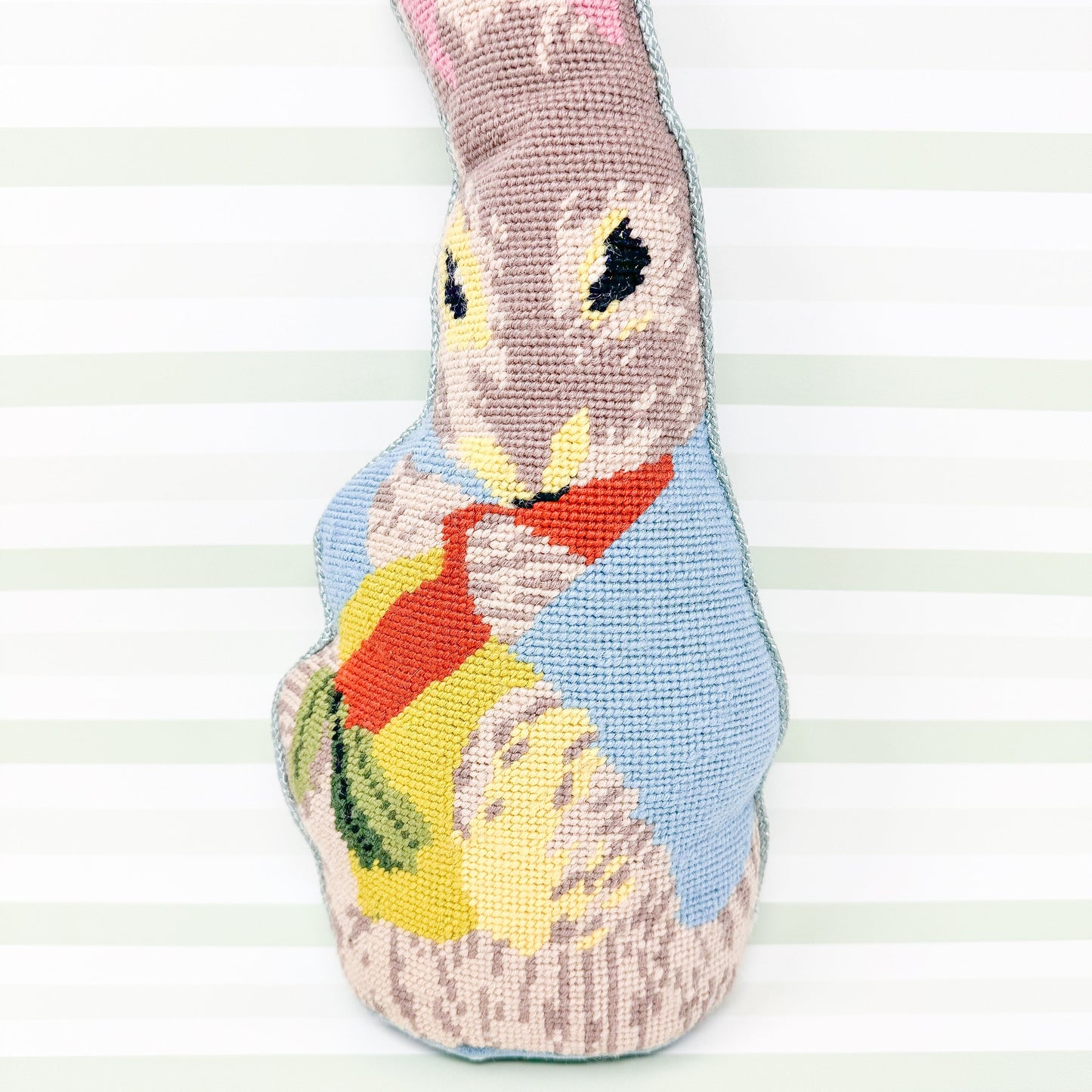 Vintage Peter Rabbit Needlepoint Pillow