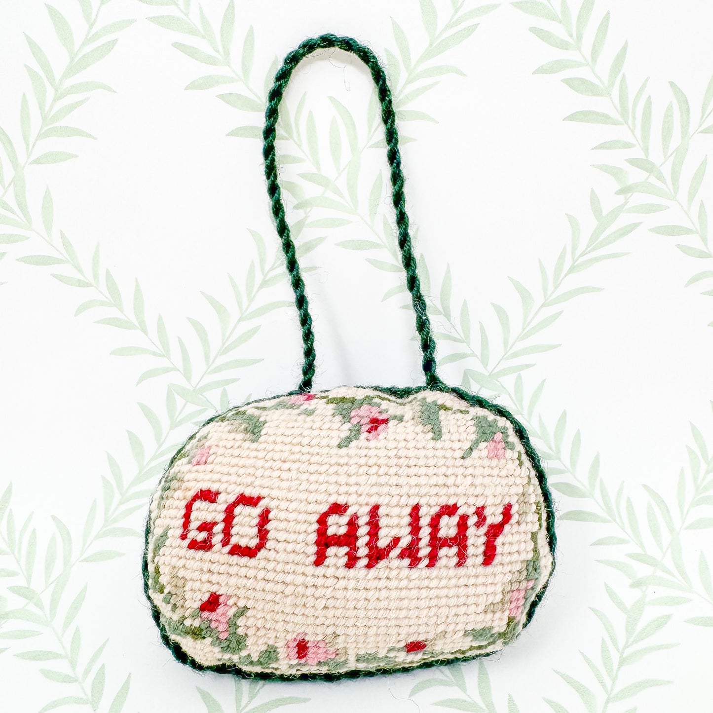 Go Away Vintage Needlepoint Door Hanger Sign I Need A Bigger House