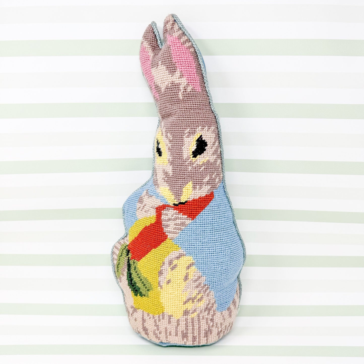Vintage Peter Rabbit Needlepoint Pillow