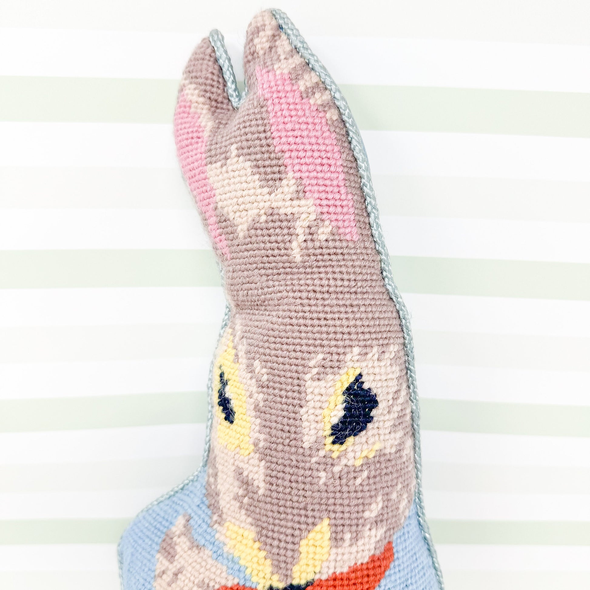 Vintage Peter Rabbit Needlepoint Pillow
