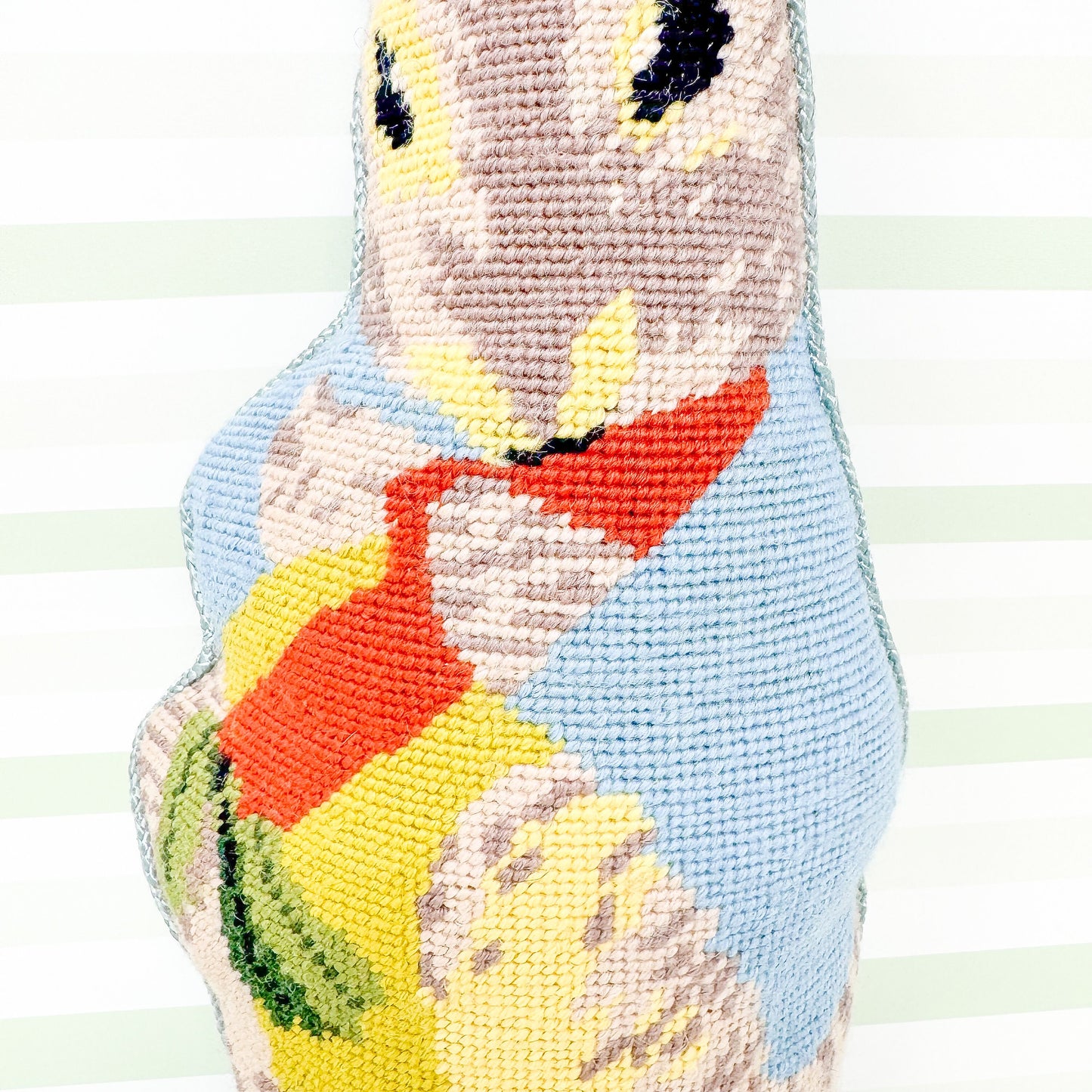 Vintage Peter Rabbit Needlepoint Pillow