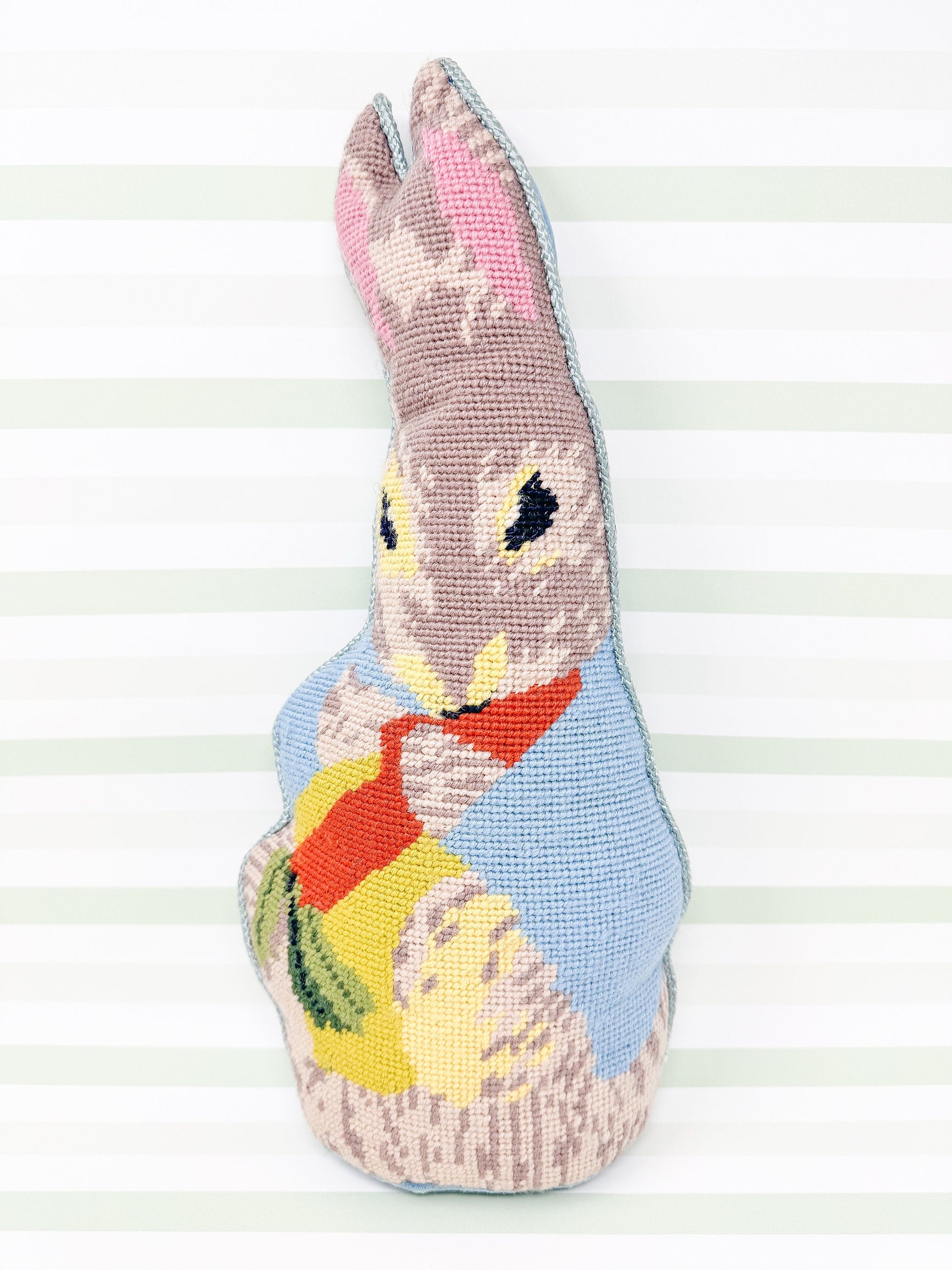 Vintage Peter Rabbit Needlepoint Pillow