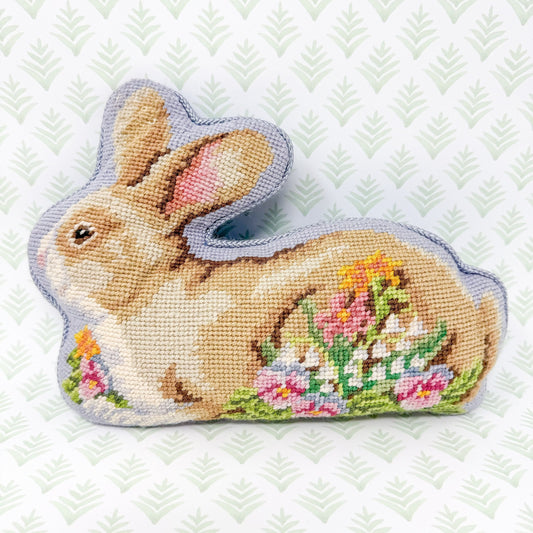 Vintage Bunny Rabbit Needlepoint Pillow